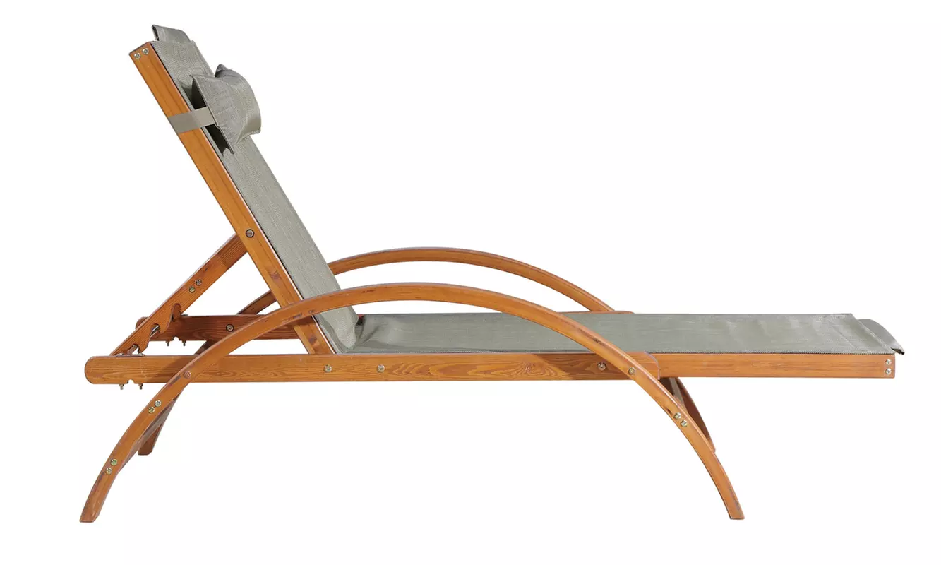 Transat en bois et toile avec accoudoirs et têtière ajustable Kocoon