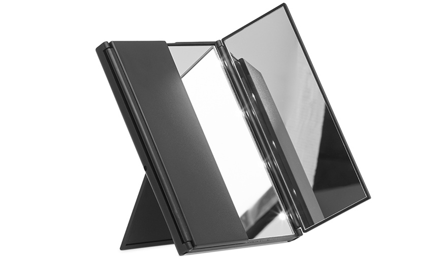 Image 3: Eight-LED Tri-Fold Mirror