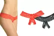 Lace Crotchless Thong or Cheeky Panties (2-Pack or 6-Pack) - Second Medium