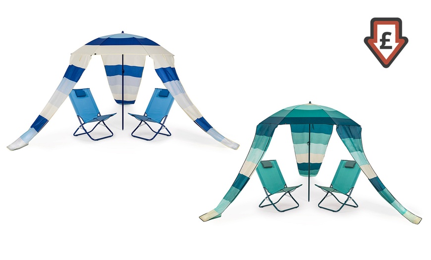 Image 1: Umbrella and Chairs Beach Set