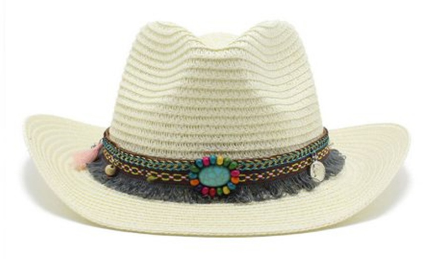 Image 8: Cowboy-Style Straw Hat