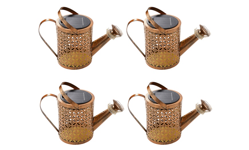 Image 2: Solar Watering Can Light - Warm White LED Rainfall Effect Garden Stake