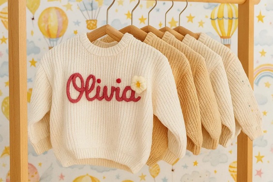 Example of personalized baby sweater design process