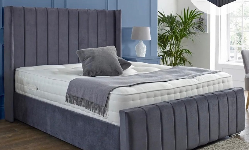 Image 2: Savoy Wingback Bed Frame