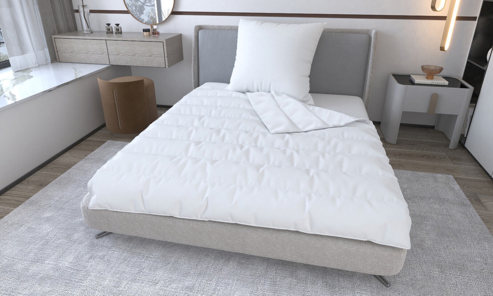 1x oder 2x Jekatex Ganzjahres-Bettdecke mit Kopfkissen Set