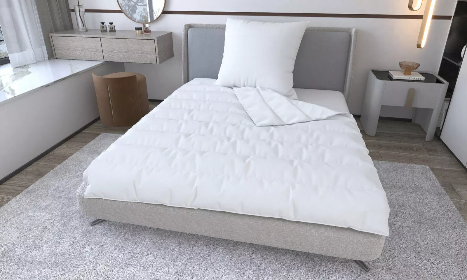 1x oder 2x Jekatex Ganzjahres-Bettdecke mit Kopfkissen Set