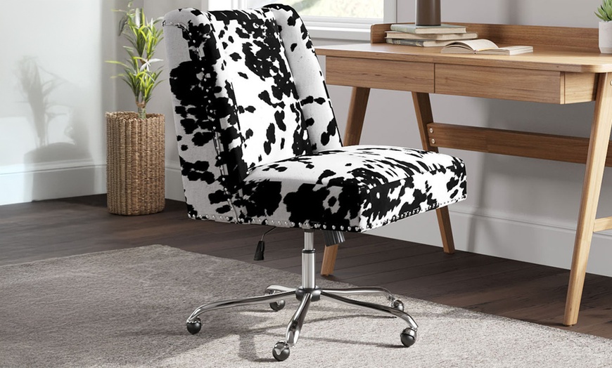 Image 1: Swivel Office Chair with Milk Cow Print