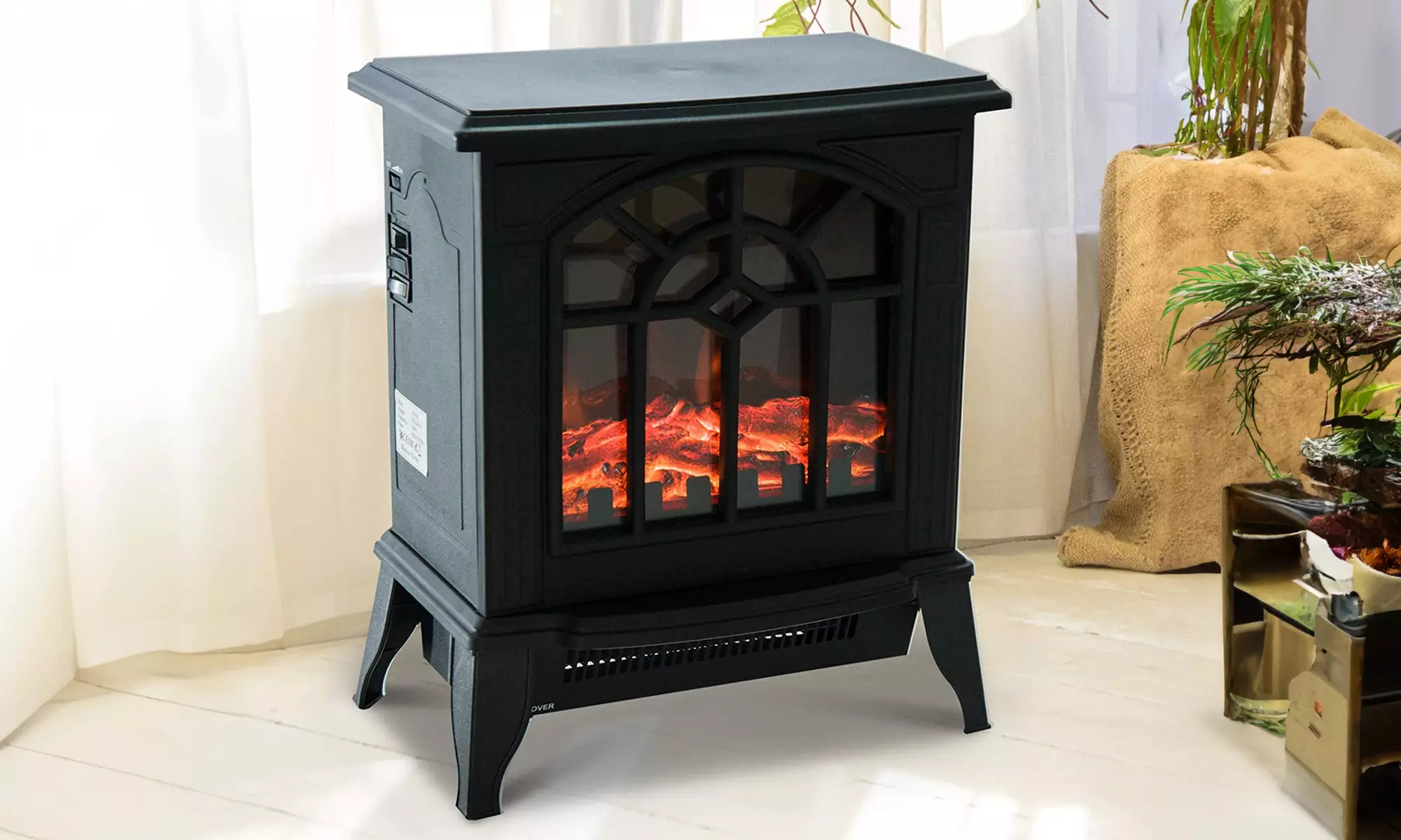 HOMCOM 1000W/2000W Freestanding Electrical Fireplace Indoor Heater - Primary Image