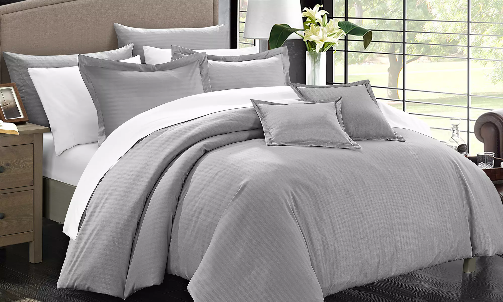 Kanyetta Down-Alternative Jacquard Comforter Set with Sheets (11-Piece) - Primary Image