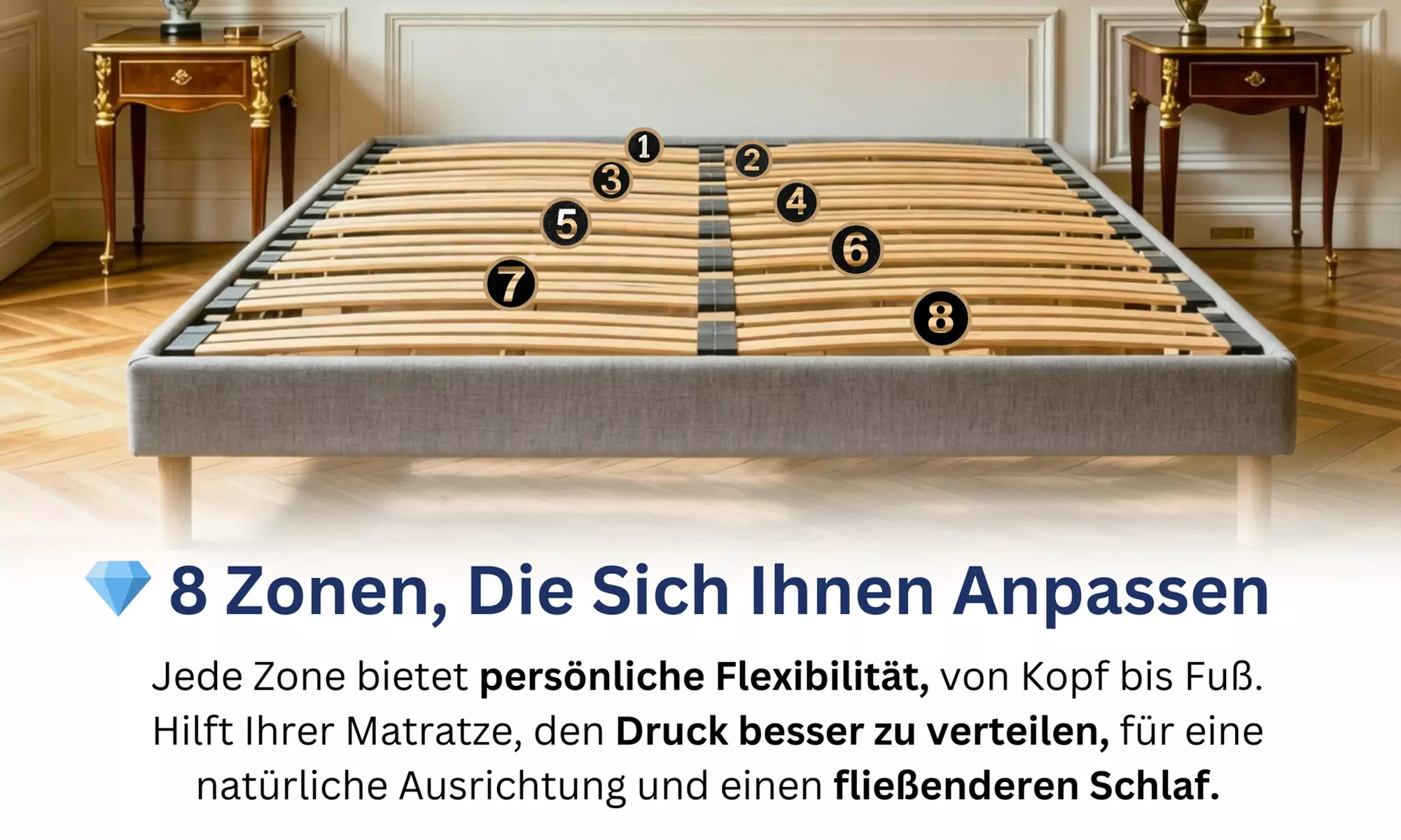 Bettgestell ANTHRA opt. mit Matratze