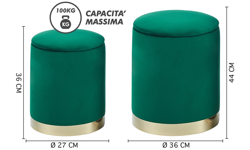 Image 13: Coppia di pouf contenitori in velluto