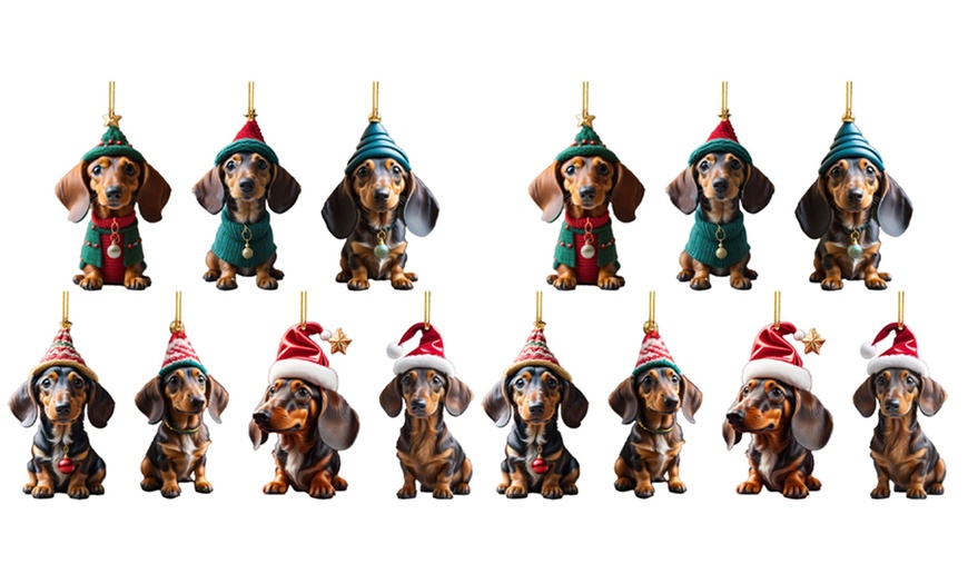 Image 2: 14-Piece Dachshund Dog Christmas Ornaments Set
