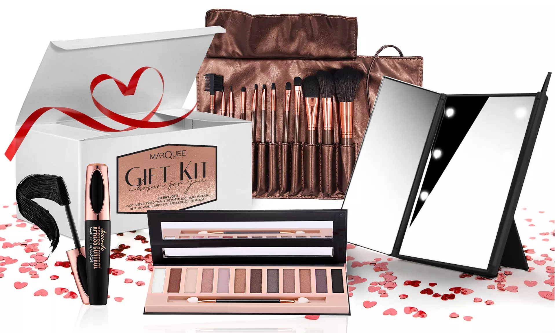 Holiday Gift Set: Makeup Brushes, Mascara, Multi-Color Eye-Shadows, and Vanity Mirror (13-Piece) - Primary Image