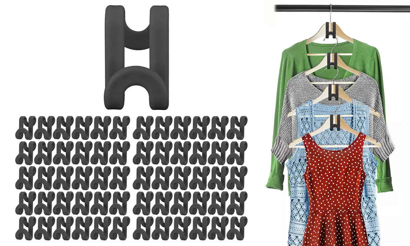 60 PCS Heavy Duty Clothes Hanger Connector Hooks Space Saving Extender Clips