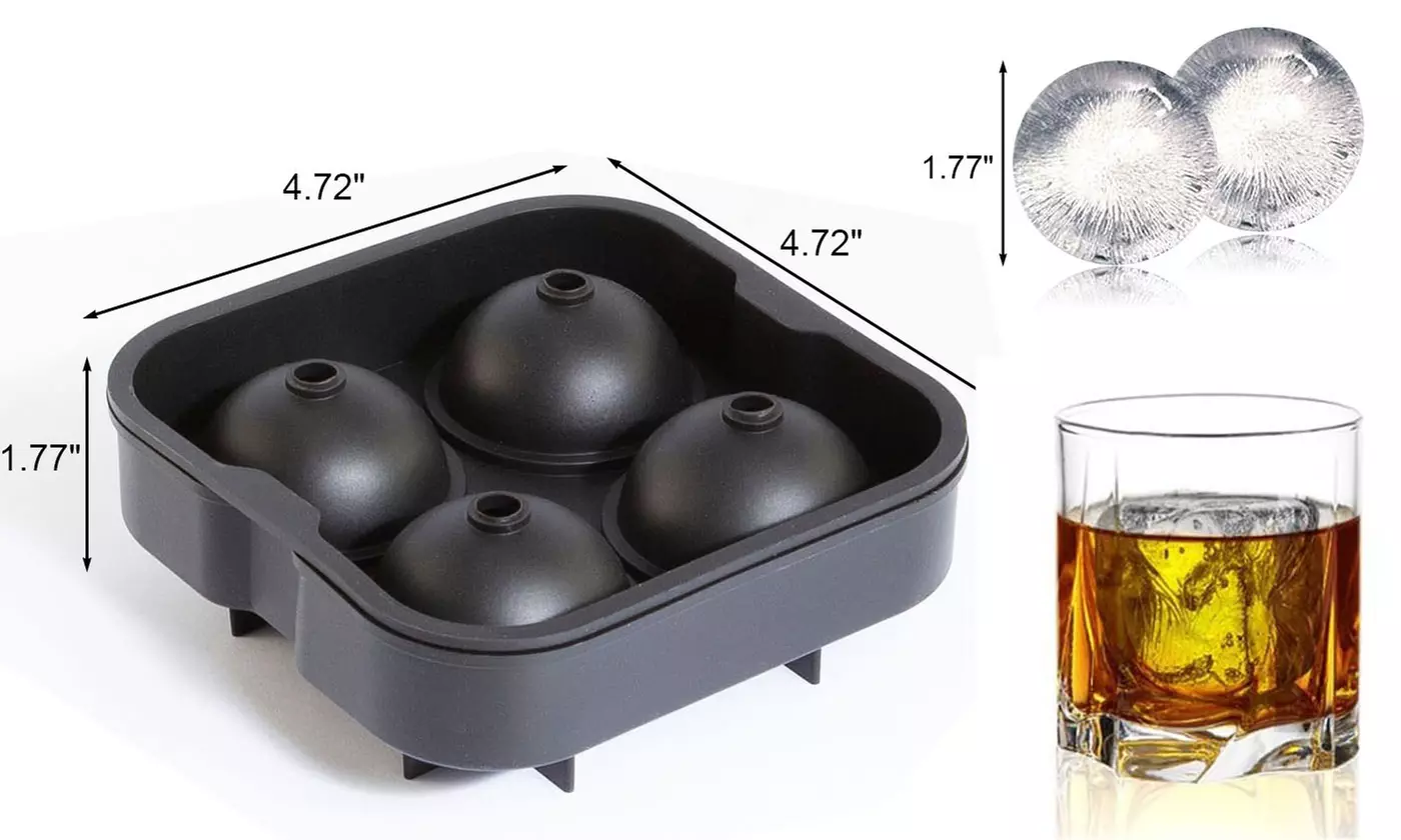 Silicone Ice Cube Tray Large Round Square Molds for Whiskey Cocktails Bourbon