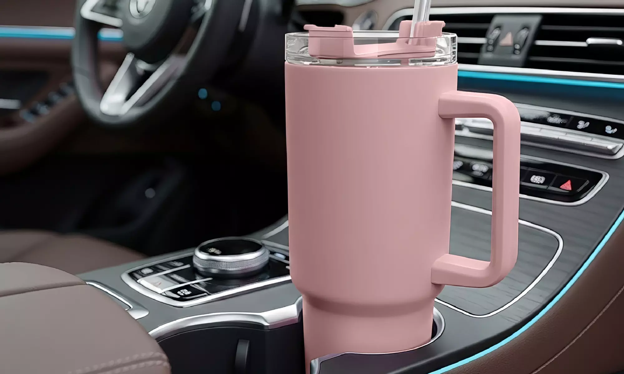 Thermosflasche 1200 ml mit Strohhalm