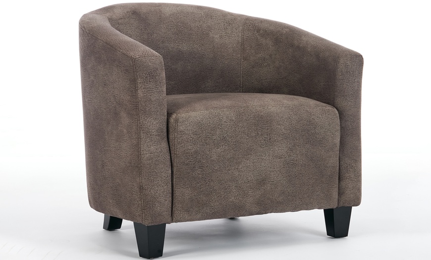 Image 11: Bronzing Fabric Tub Chair with Footstool