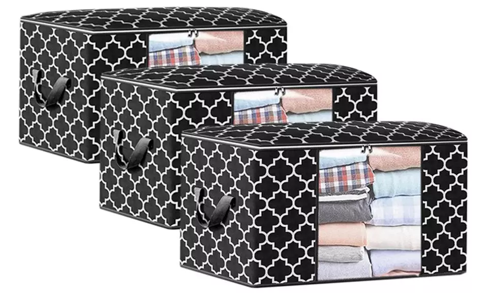 3-Pack 100L Large Capacity Clothes Storage Organizer with Reinforced Handle