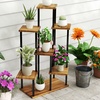 Image 5: Outsunny 5-Tier Corner Plant Stand with Wooden Shelves and Steel Frame