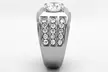 Unisex 2.94 Ct Round Cut Cubic Zirconia Silver Stainless Steel Ring - Second Medium