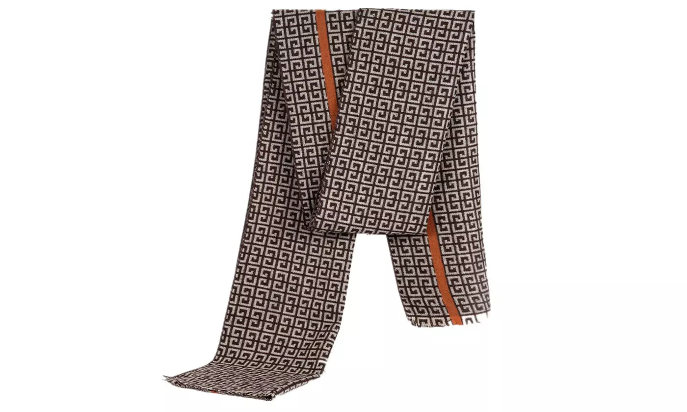 Men Winter Warm Knit Scarf Cashmere Feel Long Scarf