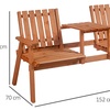 Image 8: Outsunny 2-Seater Wooden Bench with Centre Table
