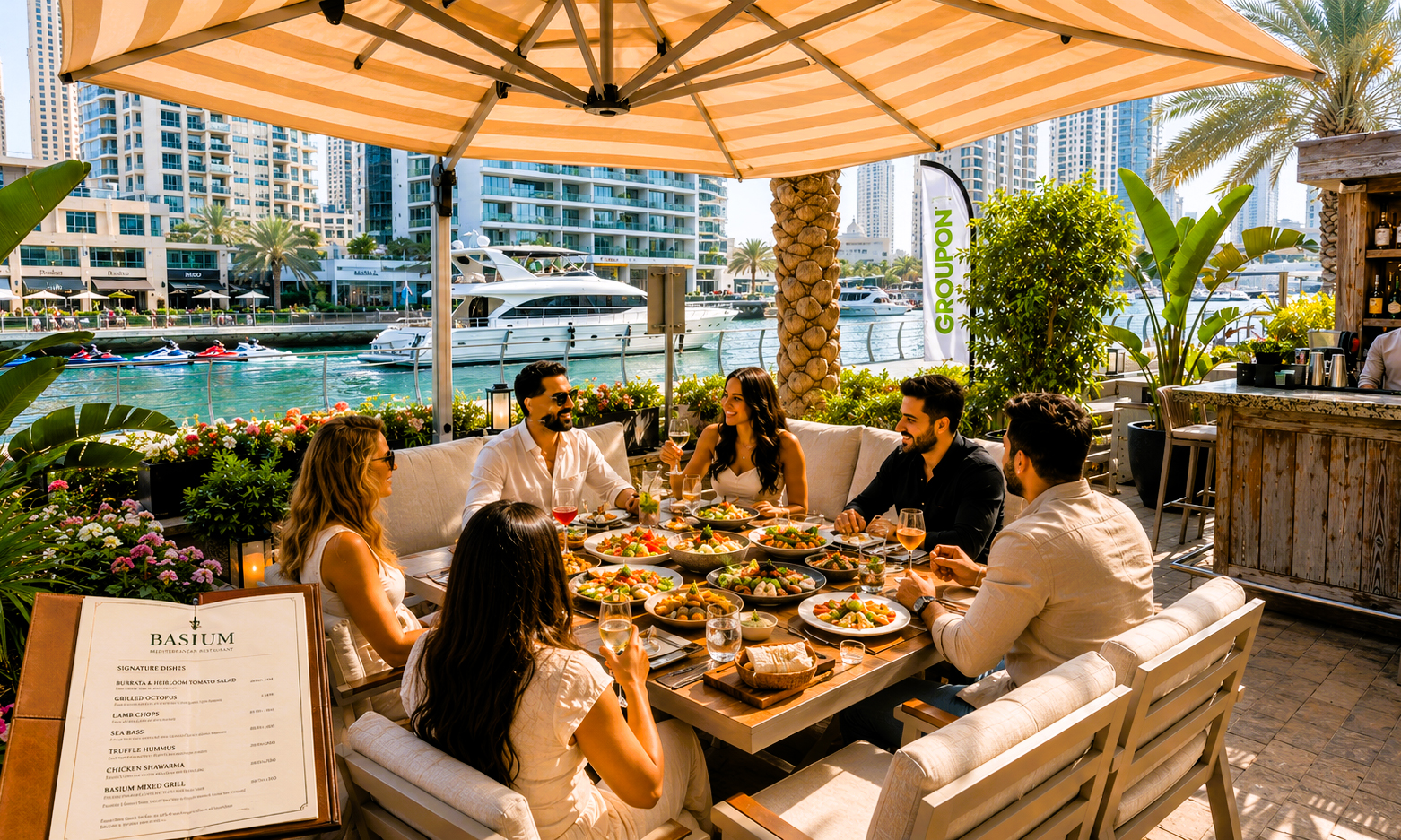 Mediterranean Dining Voucher For Food & Soft Beverages In Dubai Marina