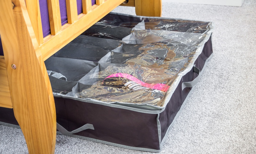 Image 3: 12-Pocket Under Bed Shoe Storage Bag