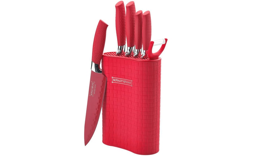 Image 3: Set de couteaux avec support 7 pièces rouges Royalty Line
