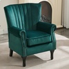 Image 2: Velvet Upholstered Accent Armchair; Stylish Mid-Century Design