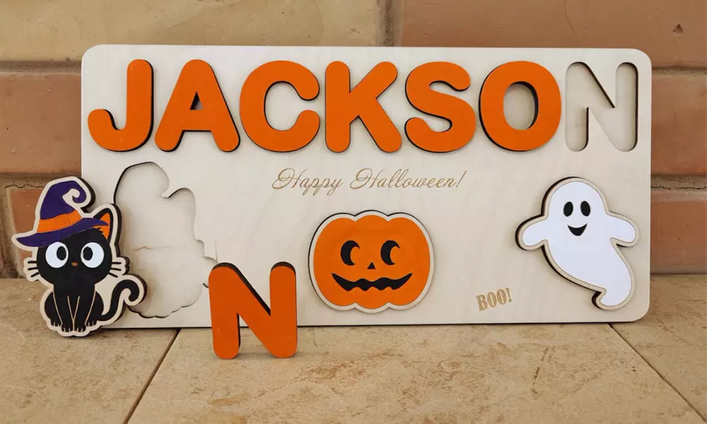 Personalisierbares Namens-Puzzle im Halloween-Design