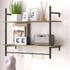 Image 1: HomCom Wall Shelf Unit with Four Hooks for Living Room, Entryway