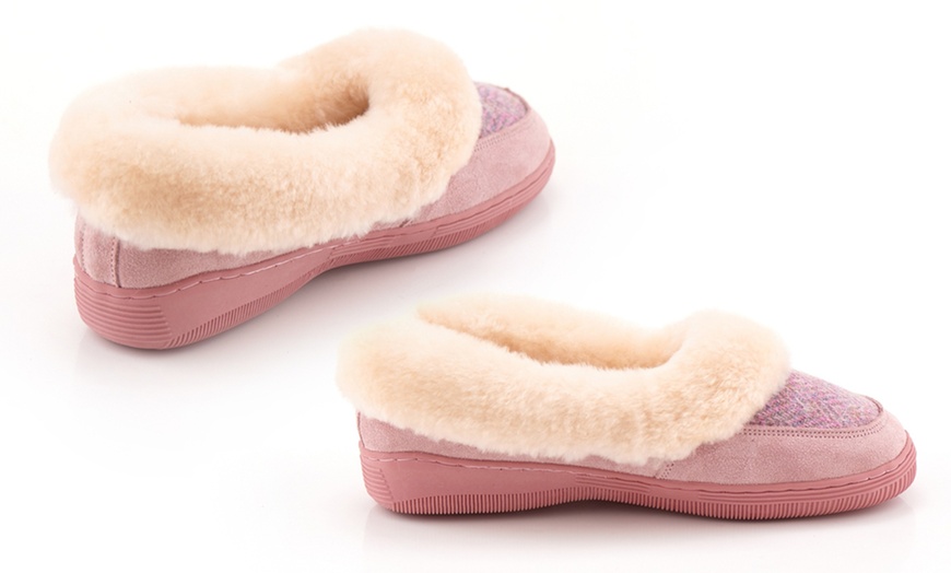 Image 8: Sheepskin Tweed Slippers