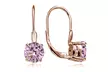 Rose Gold Tone over Silver Simulated Pink Tourmaline Round Leverback Earrings - Second Medium