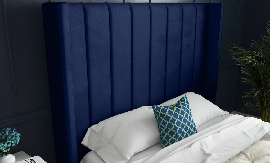 Image 12: DS Living Oxford Panel Upholstered Soft Velvet Bed