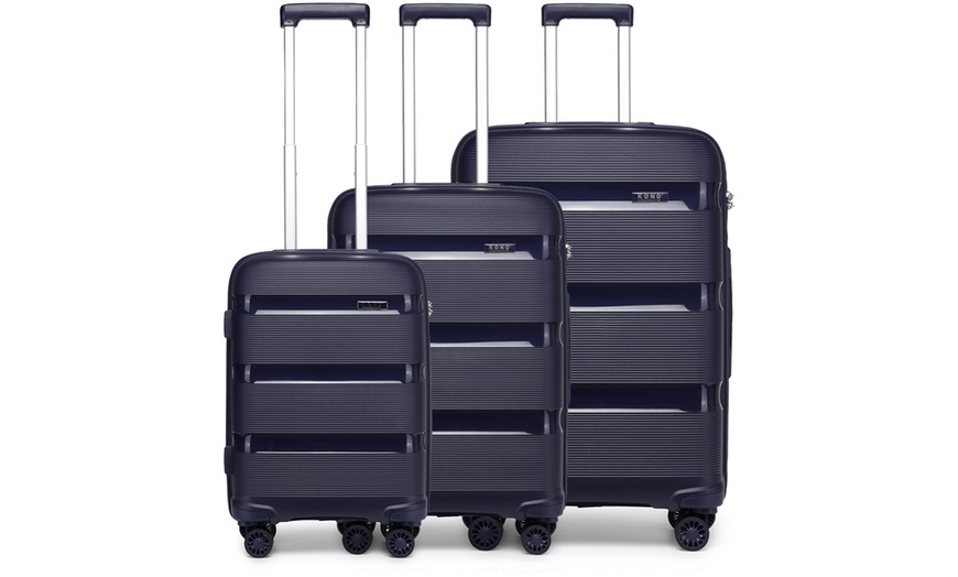 Image 24: KONO Three-Piece PP Hard Shell Suitcases With TSA Lock