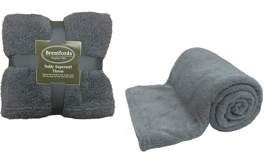 Image 4: Teddy Plush Fleece Throw