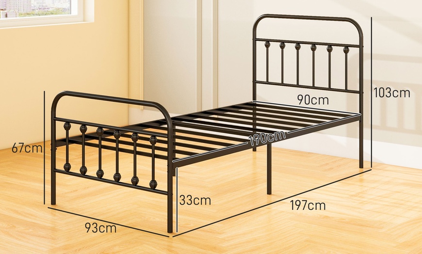Image 14: HomCom Metal Bed Frames in Various Sizes and Colours
