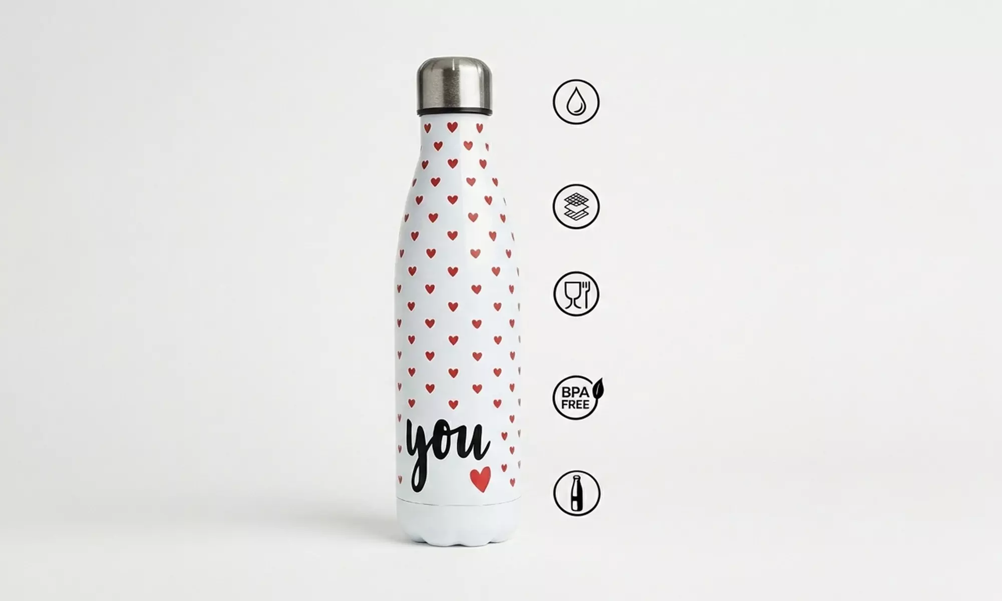 Set di 2 borracce termiche You & Me con design a cuore