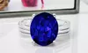 5.00 CTTW Sapphire Oval Cut Sterling Silver Ring