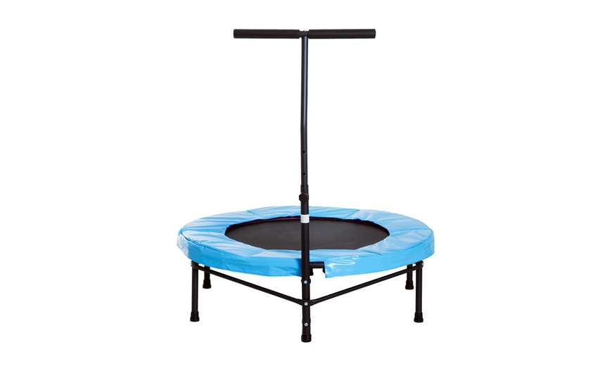 Image 3: HomCom Indoor Trampoline with Adjustable Handle