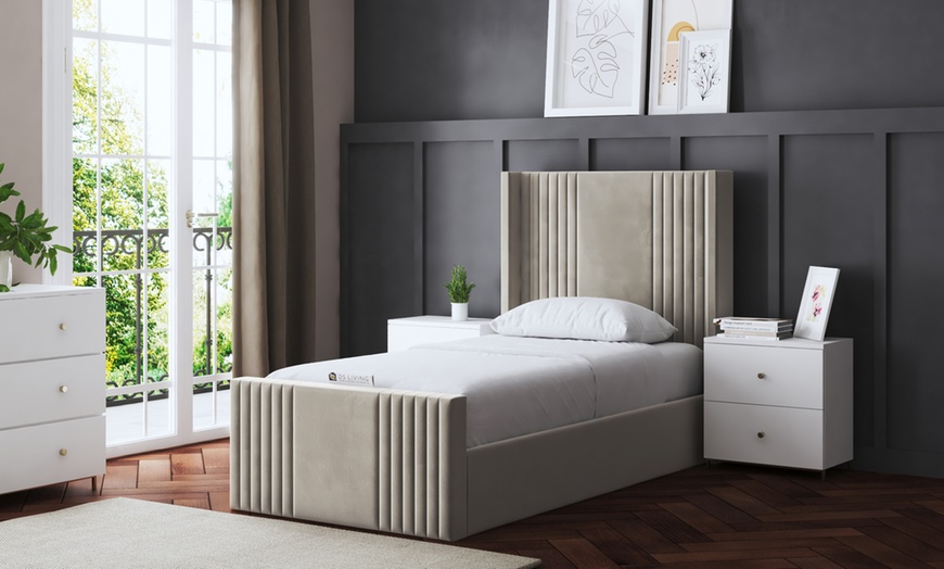 Image 2: DS Living Elara Winged Panel Bed With Ottoman Gas Lift