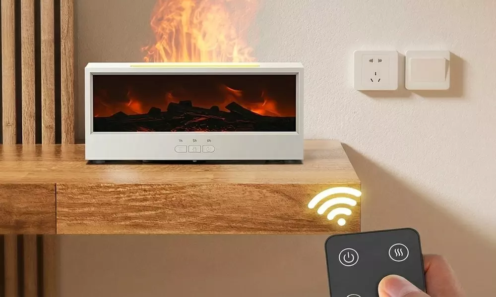 7-Colour Flame Effect Fireplace Humidifier with LED Lights