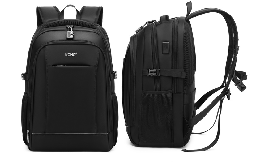 Image 35: KONO Travel Backpack Business Bag with USB Port and Laptop Compartment