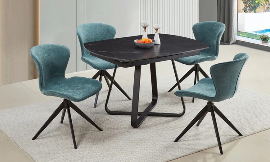 Image 3: DS Living Arden Ceramic Expandable Dining Room Table 