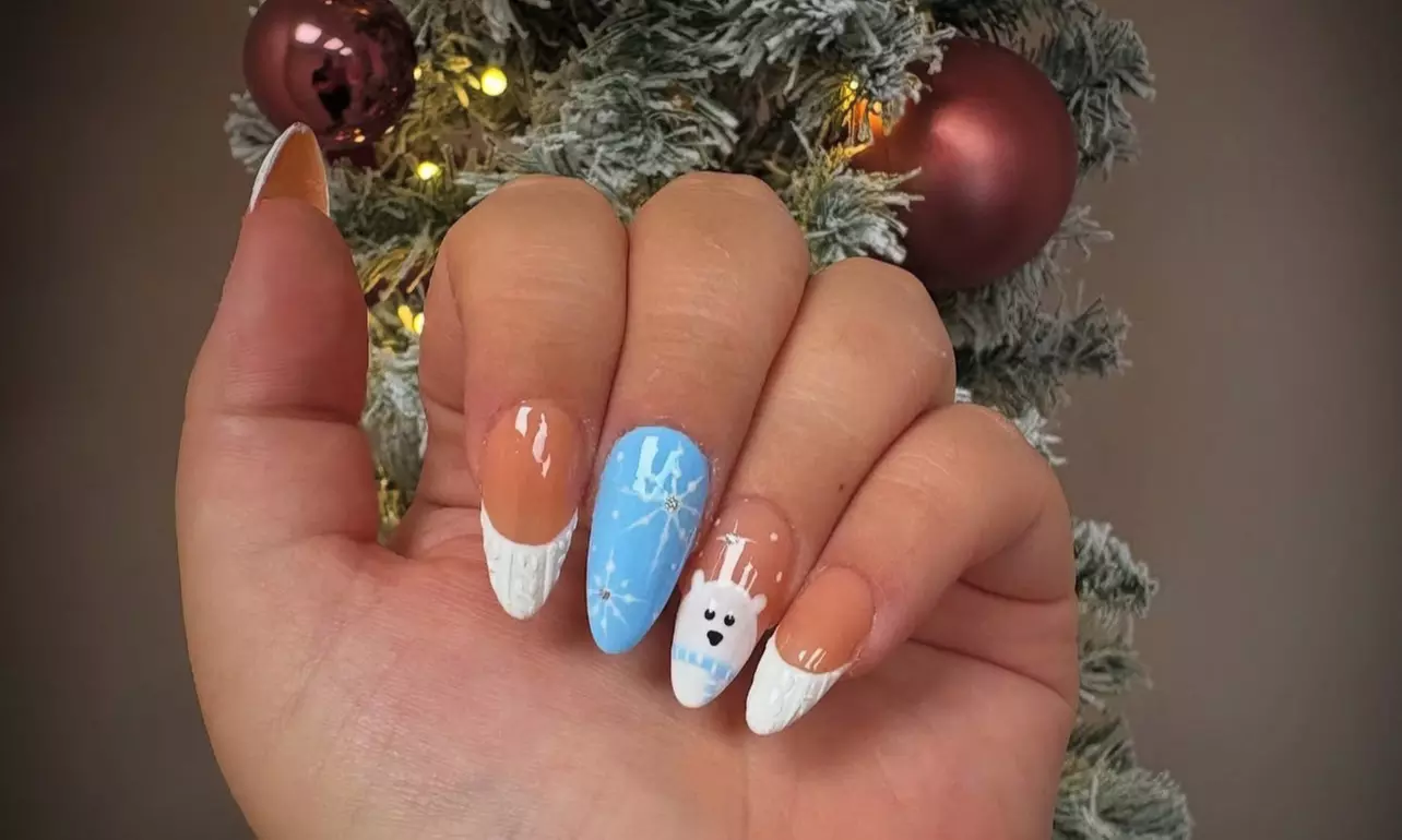 Christmas Ready Gel Manicure or Nail Extensions with Festive Art at Nail envy Weymouth - Primary Image