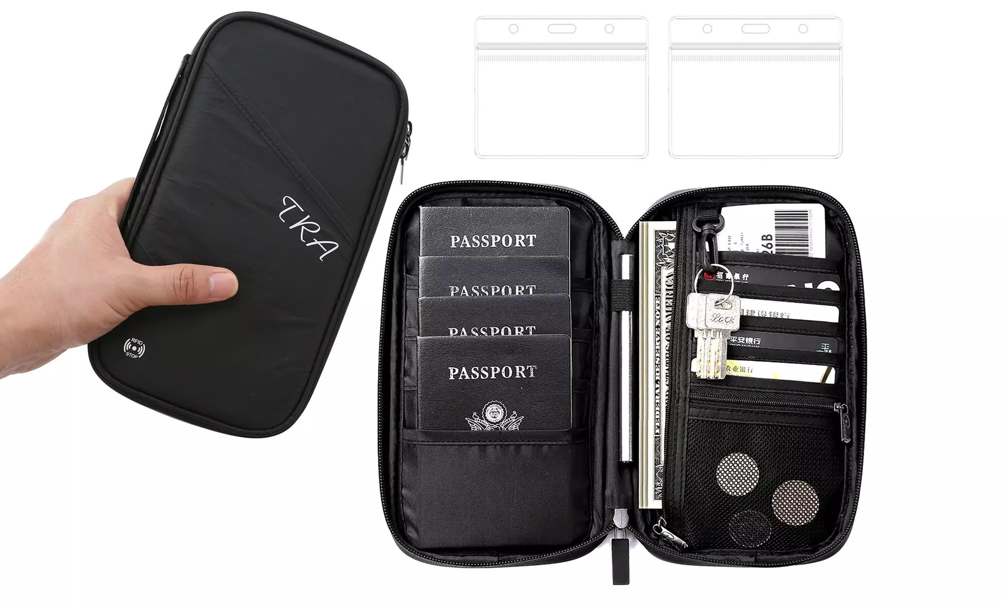 Family Passport Holder Wallet with RFID Blocking with BONUS