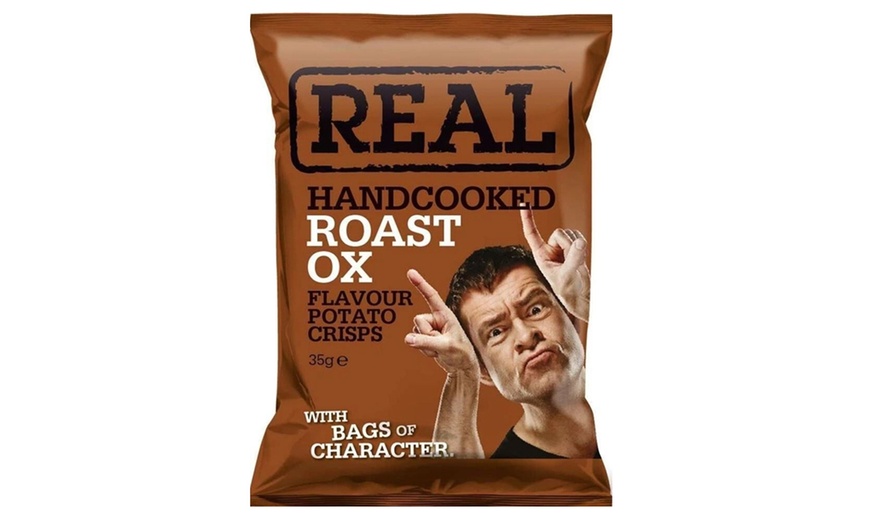 Image 3: Real Hand Cooked Roast Ox Crisps - 24 x 35g Bags, Bold & Meaty Flavour