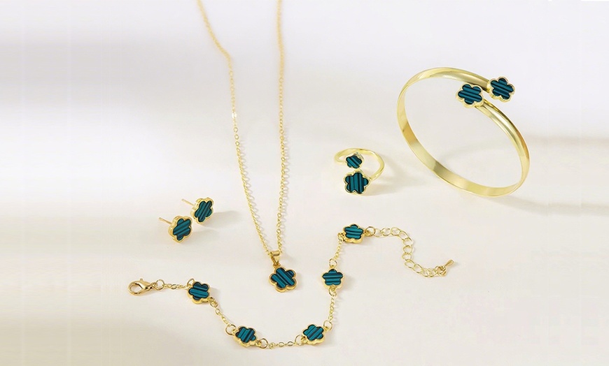 Image 2: 5-teiliges Schmuck-Set mit fünfblättrigem Kleeblatt-Muster