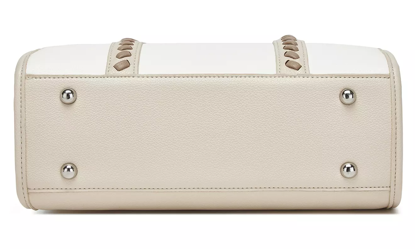 Miss Lulu PU Leather Graceful Spacious Tote Bag with Woven Trim Strap